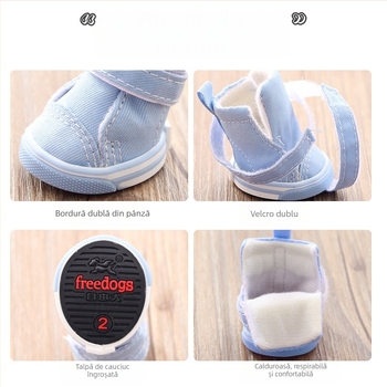 Pantofi pentru câini iarnă – antiderapant, din pânză, set de 4
