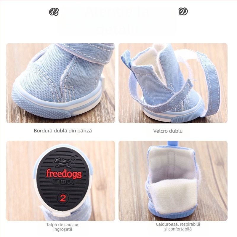 Pantofi pentru câini iarnă – antiderapant, din pânză, set de 4