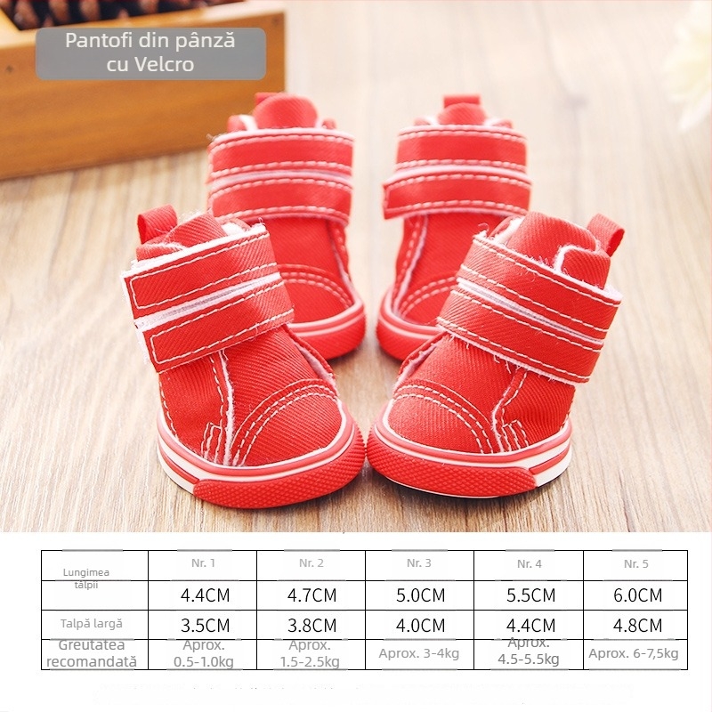 Pantofi pentru câini iarnă – antiderapant, din pânză, set de 4