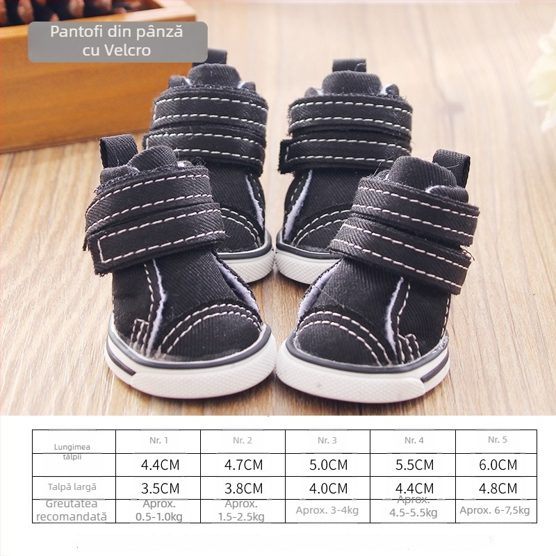 Pantofi pentru câini iarnă – antiderapant, din pânză, set de 4