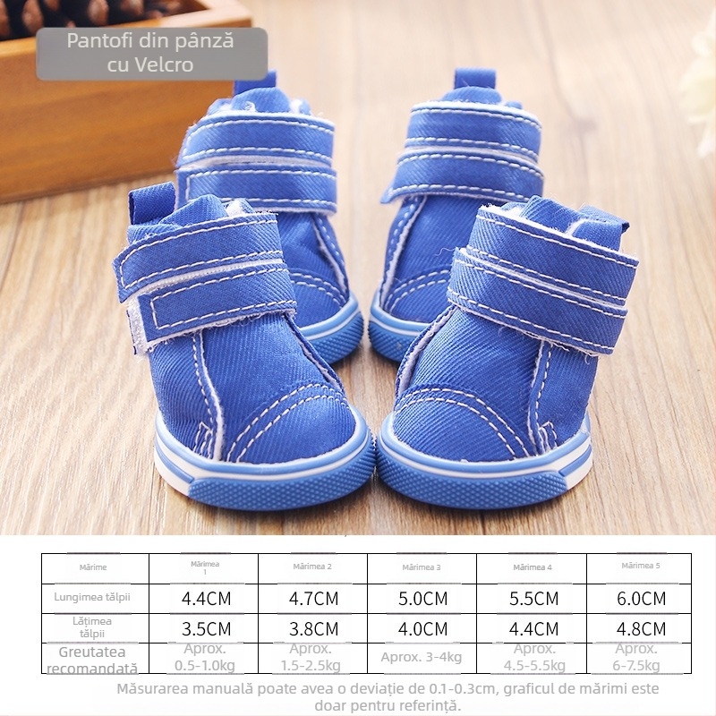 Pantofi pentru câini iarnă – antiderapant, din pânză, set de 4