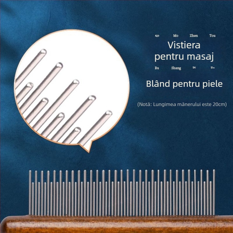 Pieptene pentru îngrijire feline, cu dinți fini pentru descurcare și îndepărtarea părului liber – instrument din oțel pentru îngrijirea blănii pisicilor cu păr lung