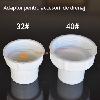 Interfață reductoare de scurgere pentru chiuveta de rufe – adaptor din plastic, conectare la conducta de canalizare, instalarea nu este inclusă