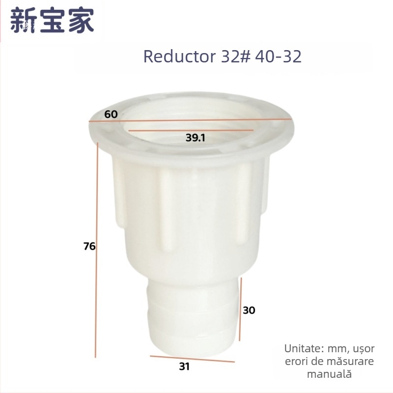 Interfață reductoare de scurgere pentru chiuveta de rufe – adaptor din plastic, conectare la conducta de canalizare, instalarea nu este inclusă