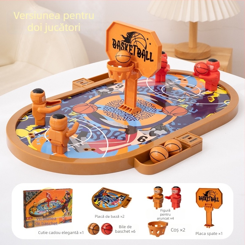 Joc de masă cu catapultă deget - construcție din plastic, declanșare cu degetul, dezvoltă coordonarea mână-ochi și interacțiunea părinte-copil; pentru 4–14 ani