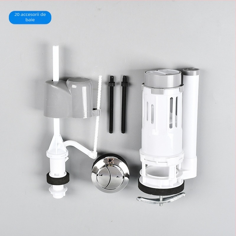 Set de accesorii pentru rezervorul de apă al toaletei — ventil de alimentare și ventil de golire, presiune înaltă, PP, turnare prin injecție, stil modern minimalist, acționat prin apăsare