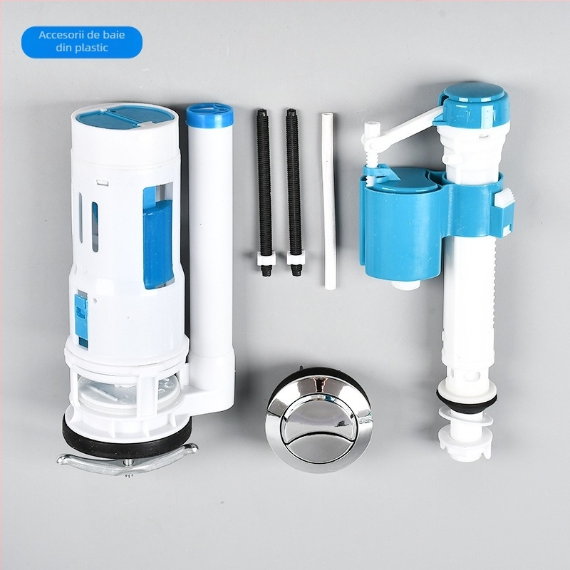 Set de accesorii pentru rezervorul de apă al toaletei — ventil de alimentare și ventil de golire, presiune înaltă, PP, turnare prin injecție, stil modern minimalist, acționat prin apăsare
