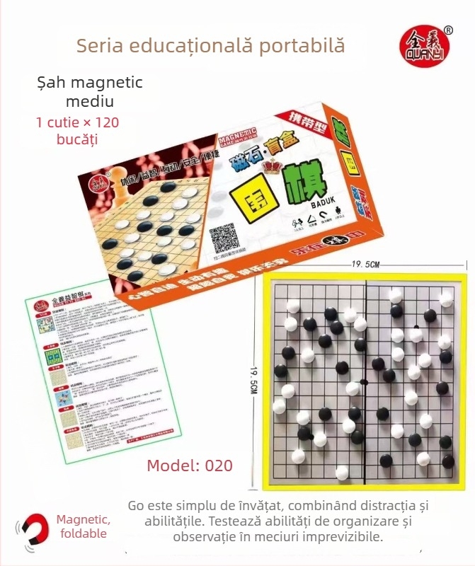 Set portabil magnetic de jocuri: Chess, Flying Chess, Gobang, Snakes and Ladders, Checkers; material ABS, aproximativ 200 g, jucărie educativă portabilă pentru școală, acasă și comunitate