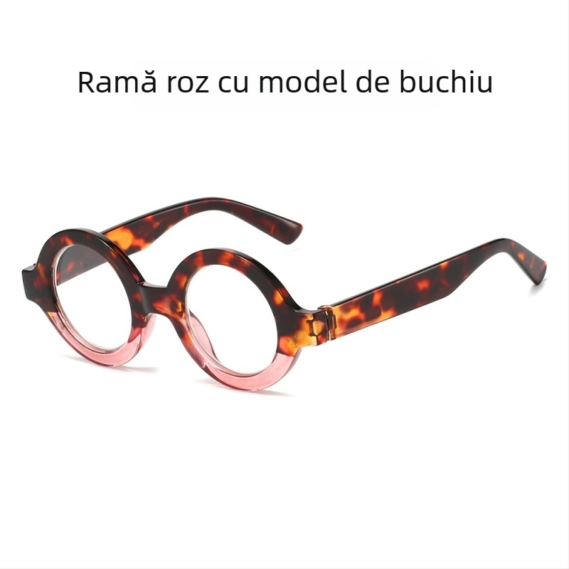 Ochelari de citit cu ramă rotundă, protecție împotriva luminii albastre, lentile PC, ramă completă, compatibili cu miopie, stil vintage artistic, vara 2025.