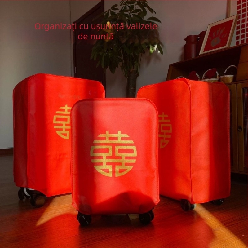 Husă de protecție pentru valiză de nuntă cu motiv Fericire Dublă pentru mireasă (Material: Alte; Brand: Friendly; Categorie: Alte accesorii de nuntă; Ocazie: Nuntă)