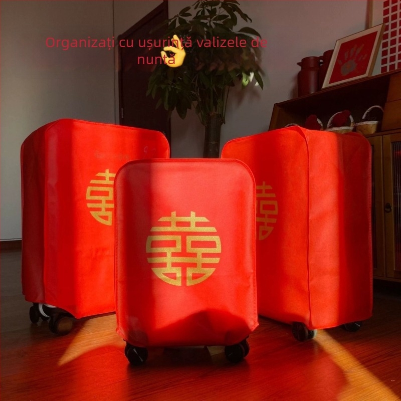 Husă de protecție pentru valiză de nuntă cu motiv Fericire Dublă pentru mireasă (Material: Alte; Brand: Friendly; Categorie: Alte accesorii de nuntă; Ocazie: Nuntă)