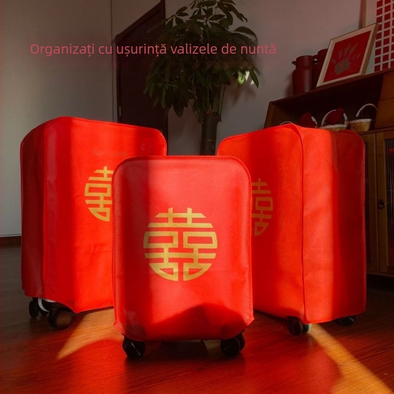 Husă de protecție pentru valiză de nuntă cu motiv Fericire Dublă pentru mireasă (Material: Alte; Brand: Friendly; Categorie: Alte accesorii de nuntă; Ocazie: Nuntă)