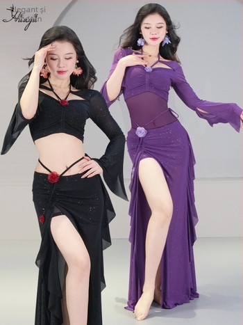 Set de dans Belly Dance cu plasă paietată, poliester, toamna 2025, pentru femei