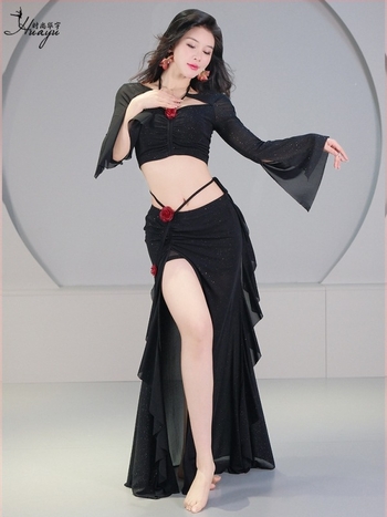 Set de dans Belly Dance cu plasă paietată, poliester, toamna 2025, pentru femei