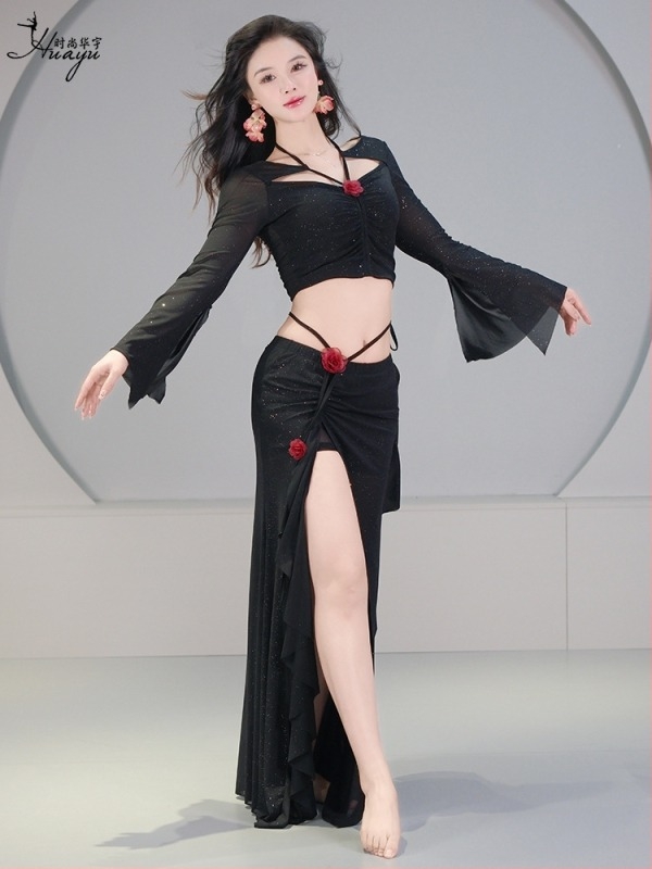 Set de dans Belly Dance cu plasă paietată, poliester, toamna 2025, pentru femei