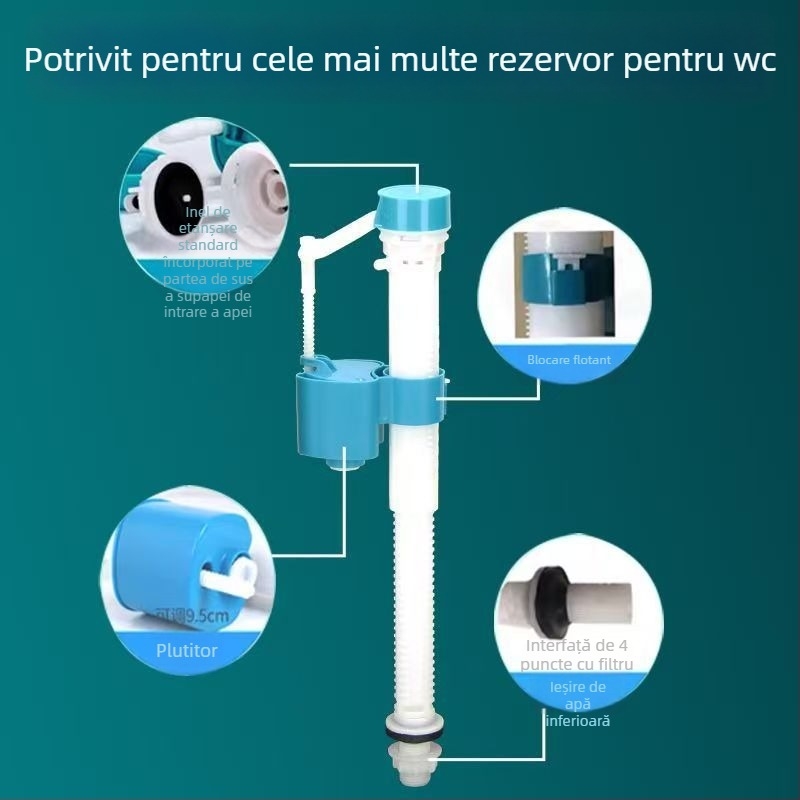Ventil de inlet pentru rezervorul de toaletă – ABS plastic, tip cu filet, accesorii rezervor de toaletă, marca Liansu, origine Guangdong