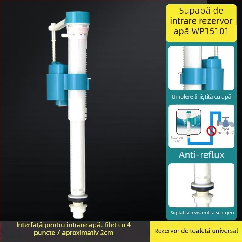 Ventil de inlet pentru rezervorul de toaletă – ABS plastic, tip cu filet, accesorii rezervor de toaletă, marca Liansu, origine Guangdong