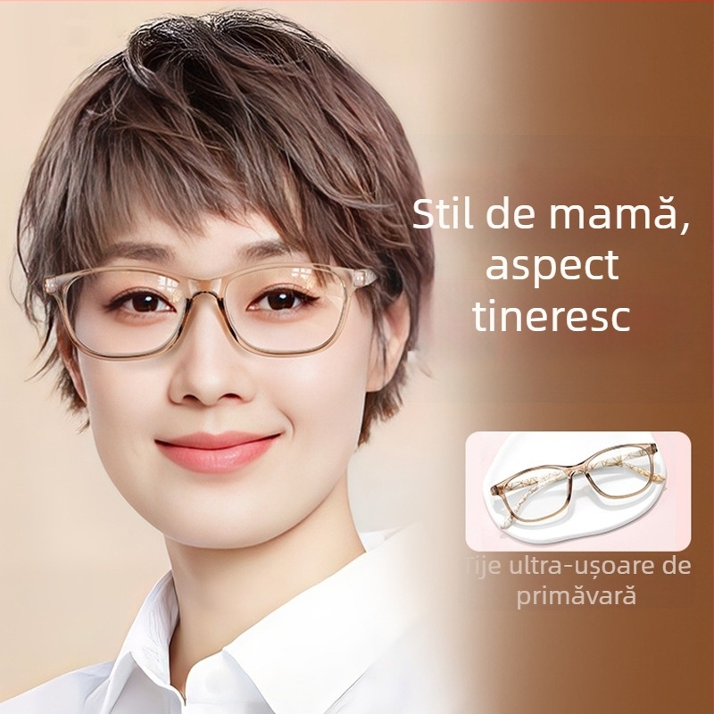 Ochelari de citit cu lentile HD anti-lumină albastră, ramă completă, ramă TR-90, stil pătrat