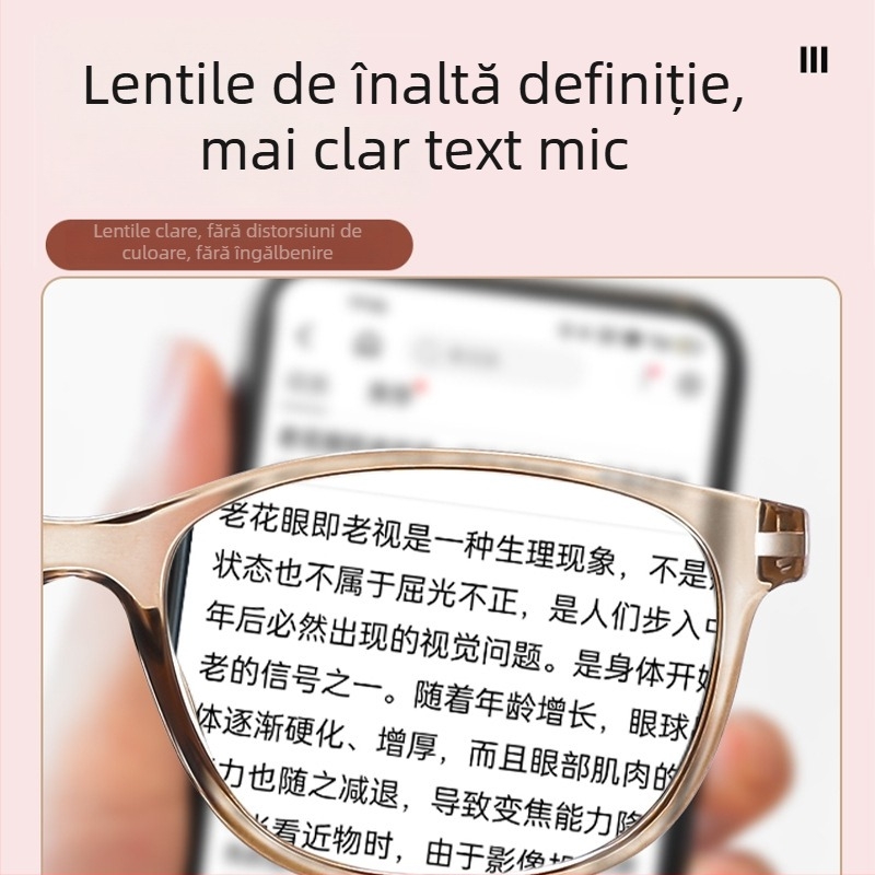 Ochelari de citit cu lentile HD anti-lumină albastră, ramă completă, ramă TR-90, stil pătrat