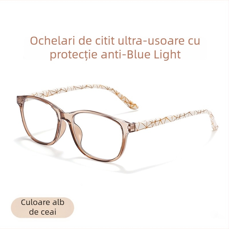 Ochelari de citit cu lentile HD anti-lumină albastră, ramă completă, ramă TR-90, stil pătrat