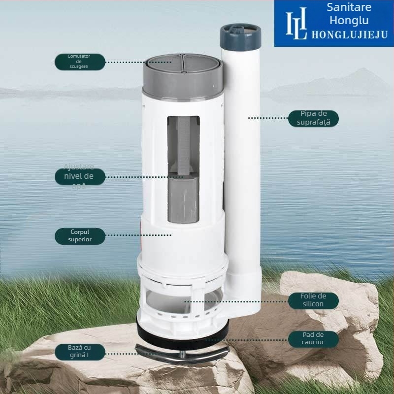 Set unic de ventile pentru rezervorul de apă al toaletei — material PP, ventile de alimentare și de evacuare