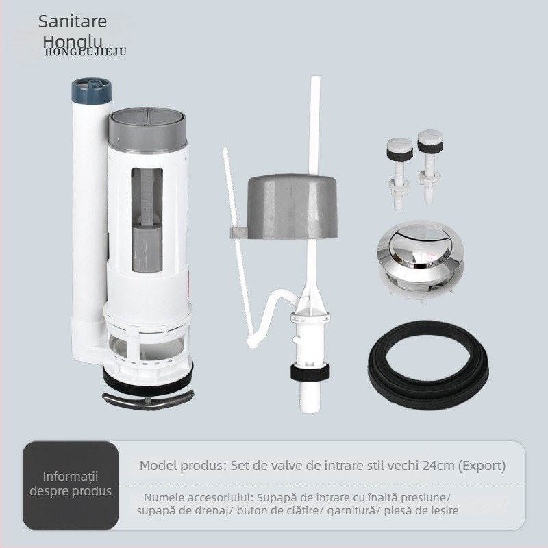 Set unic de ventile pentru rezervorul de apă al toaletei — material PP, ventile de alimentare și de evacuare