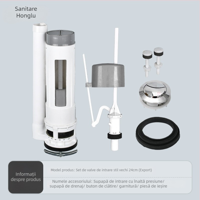 Set unic de ventile pentru rezervorul de apă al toaletei — material PP, ventile de alimentare și de evacuare