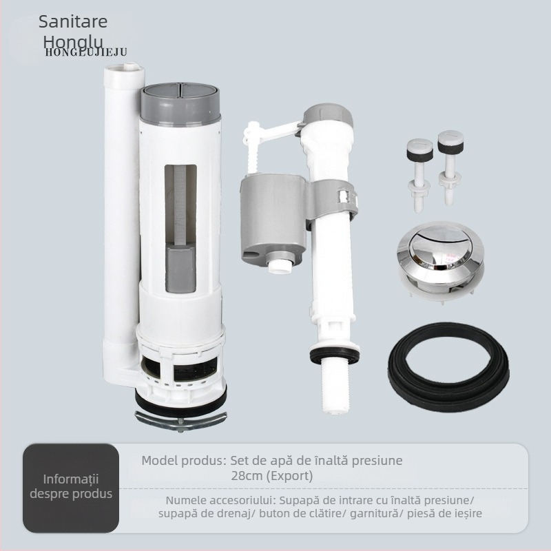 Set unic de ventile pentru rezervorul de apă al toaletei — material PP, ventile de alimentare și de evacuare