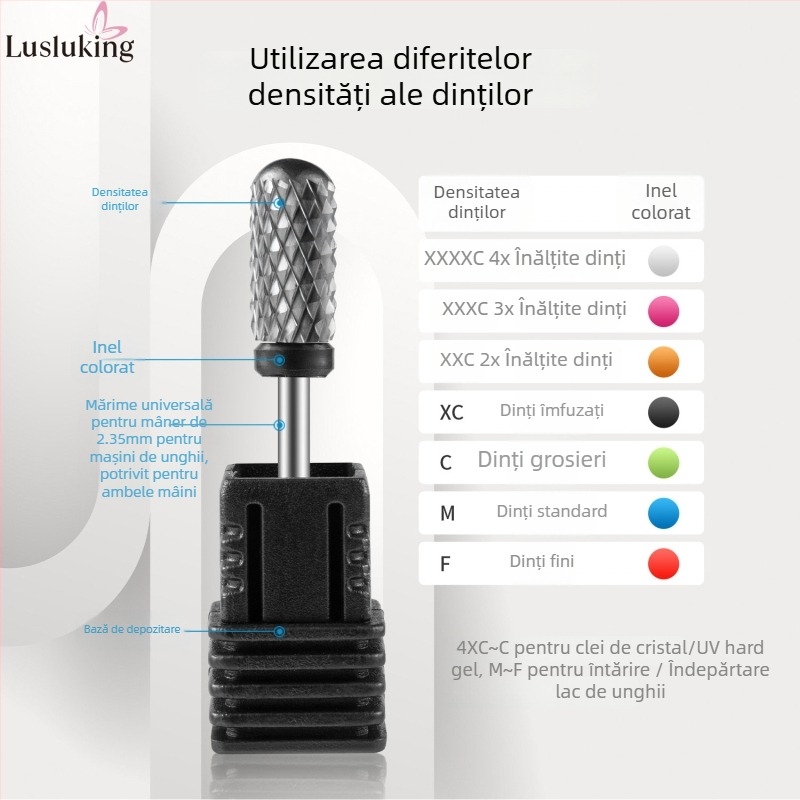 Vârf de pilire pentru unghii, cu cap rotund, oțel wolfram, rezistent la uzură, 16 g, vârf de polisare