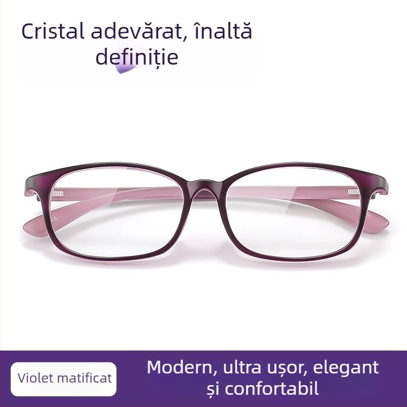 Ochelari de lectură cu lentile din cristal, rezoluție înaltă, rezistenți la uzură și zgârieturi, ramă TR90, ramă completă, formă pătrată (lentile din cristal; ramă TR90; ramă completă; formă pătrată; vara 2025)