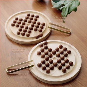 Set de șah din lemn pentru familie și copii, șah tradițional, ambalaj blister, stimulează interacțiunea părinte-copil și dezvoltarea interesului, potrivit pentru 4–60 de ani