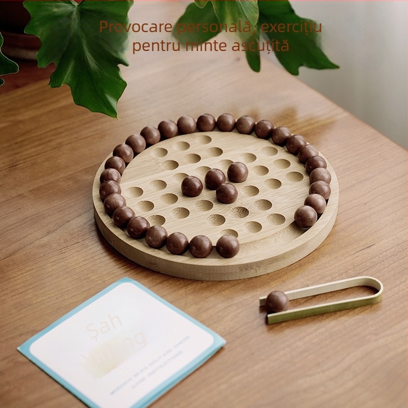 Set de șah din lemn pentru familie și copii, șah tradițional, ambalaj blister, stimulează interacțiunea părinte-copil și dezvoltarea interesului, potrivit pentru 4–60 de ani