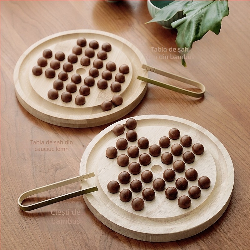 Set de șah din lemn pentru familie și copii, șah tradițional, ambalaj blister, stimulează interacțiunea părinte-copil și dezvoltarea interesului, potrivit pentru 4–60 de ani