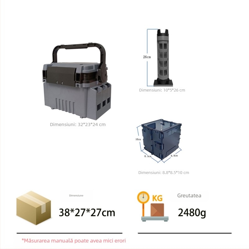 Cutie pentru echipament de pescuit cu design cu două straturi, ABS material, pentru exterior | Jon