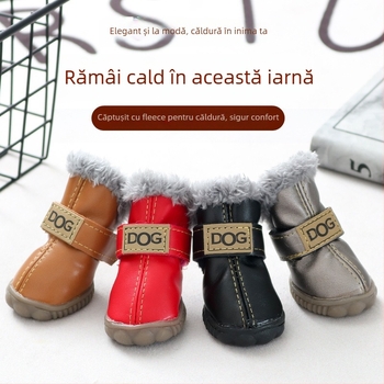 Pantofi pentru câini de iarnă, groși și calzi, antiderapante, rezistenți, pentru câini mici, utilizare în aer liber