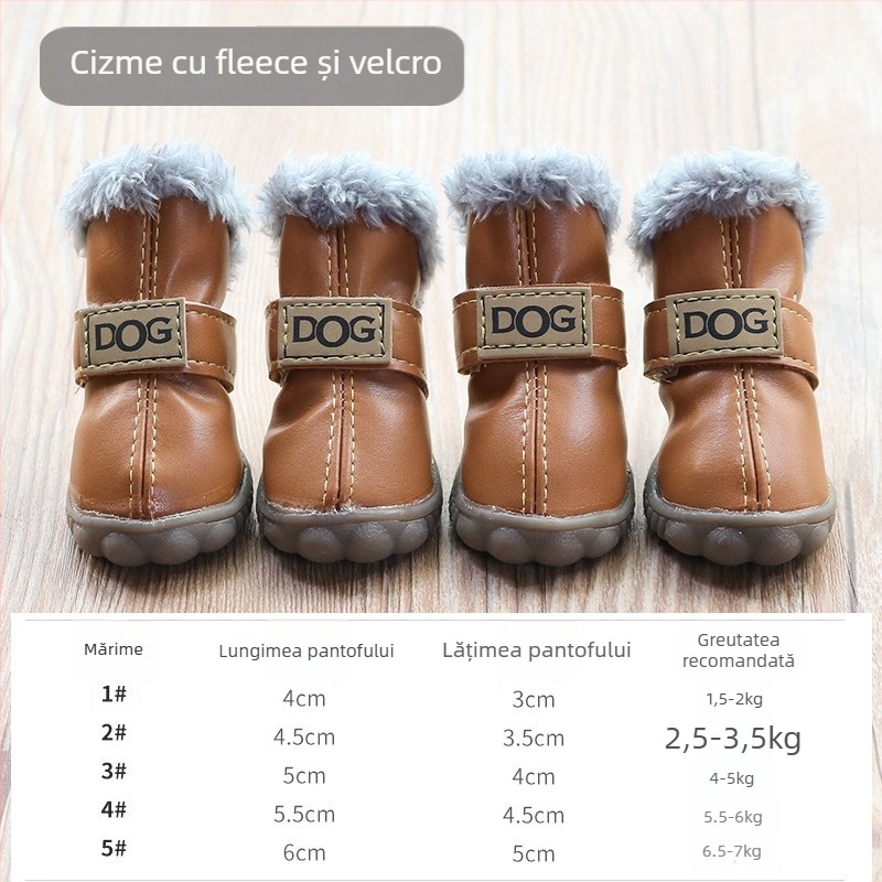 Pantofi pentru câini de iarnă, groși și calzi, antiderapante, rezistenți, pentru câini mici, utilizare în aer liber