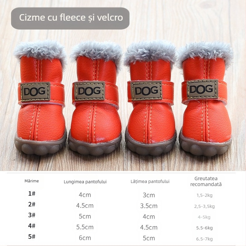 Pantofi pentru câini de iarnă, groși și calzi, antiderapante, rezistenți, pentru câini mici, utilizare în aer liber