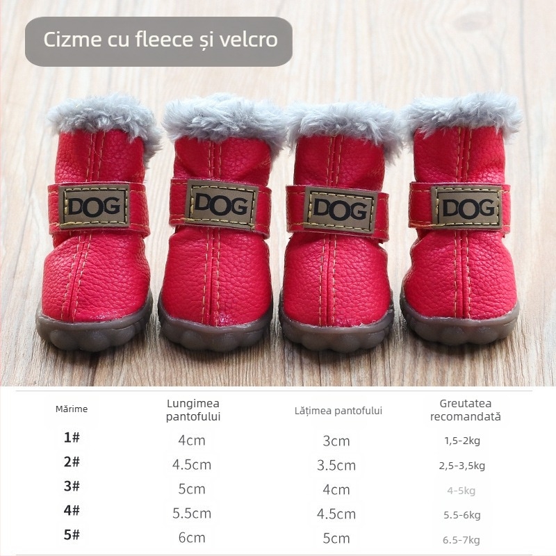 Pantofi pentru câini de iarnă, groși și calzi, antiderapante, rezistenți, pentru câini mici, utilizare în aer liber