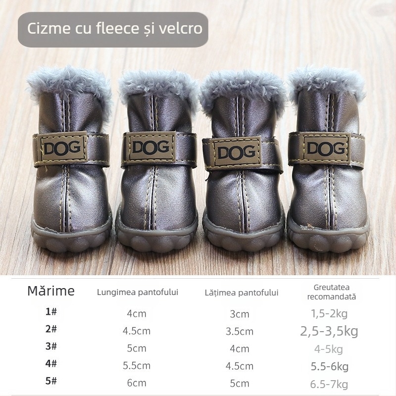 Pantofi pentru câini de iarnă, groși și calzi, antiderapante, rezistenți, pentru câini mici, utilizare în aer liber
