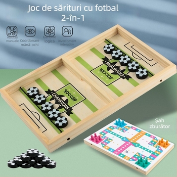 Joc de masă din lemn pentru două persoane – pin, în stil fotbal de masă, jucărie educativă interactivă pentru copii până la 14 ani