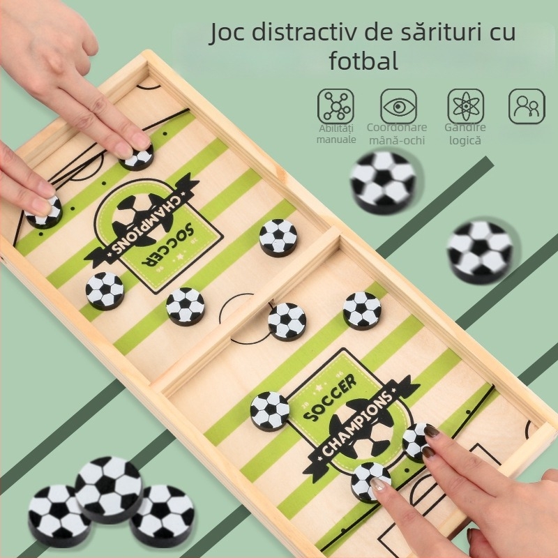 Joc de masă din lemn pentru două persoane – pin, în stil fotbal de masă, jucărie educativă interactivă pentru copii până la 14 ani