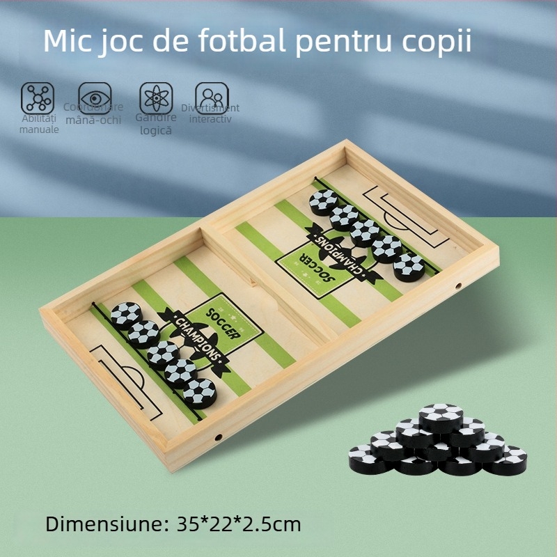 Joc de masă din lemn pentru două persoane – pin, în stil fotbal de masă, jucărie educativă interactivă pentru copii până la 14 ani