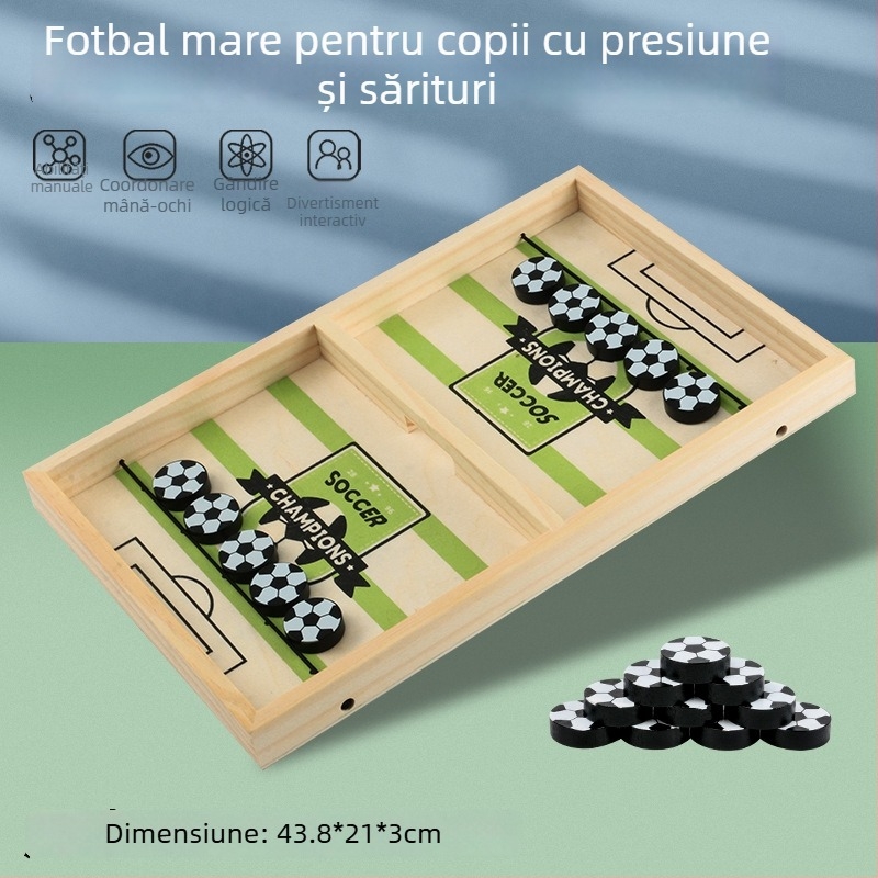 Joc de masă din lemn pentru două persoane – pin, în stil fotbal de masă, jucărie educativă interactivă pentru copii până la 14 ani