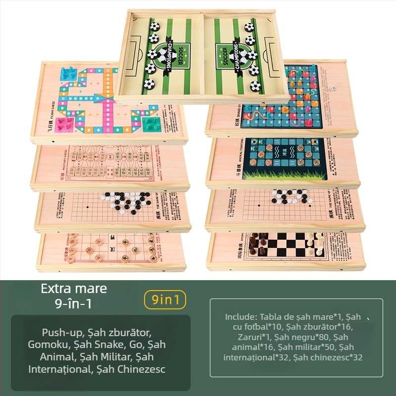 Joc de masă din lemn pentru două persoane – pin, în stil fotbal de masă, jucărie educativă interactivă pentru copii până la 14 ani