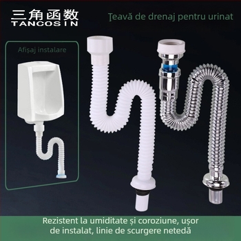 Conector pentru conductă de scurgere a urinării, în formă de S, montaj pe perete, anti miros, ABS