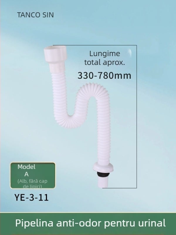 Conector pentru conductă de scurgere a urinării, în formă de S, montaj pe perete, anti miros, ABS