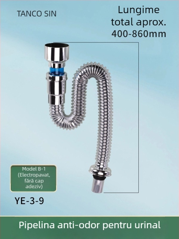 Conector pentru conductă de scurgere a urinării, în formă de S, montaj pe perete, anti miros, ABS