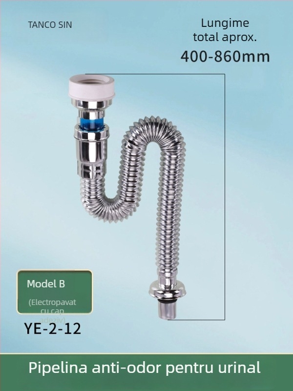 Conector pentru conductă de scurgere a urinării, în formă de S, montaj pe perete, anti miros, ABS