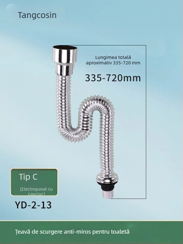 Conector pentru conductă de scurgere a urinării, în formă de S, montaj pe perete, anti miros, ABS