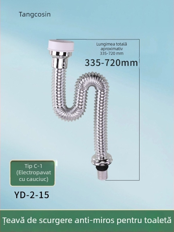 Conector pentru conductă de scurgere a urinării, în formă de S, montaj pe perete, anti miros, ABS